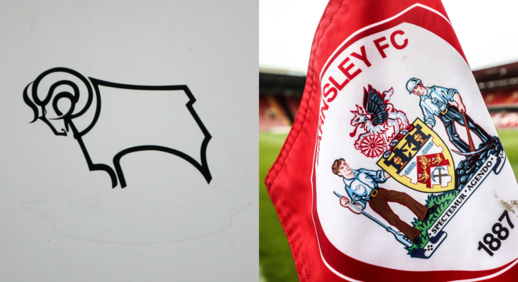 A compilation of images featuring the Derby and Barnsley badges.