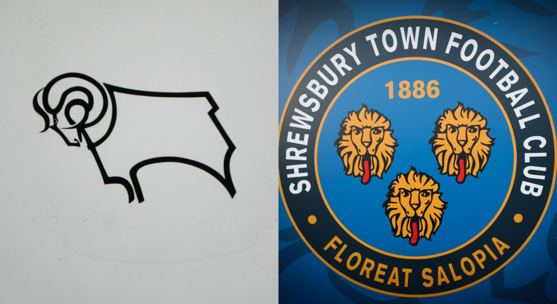 An image featuring a Derby County and Shrewsbury badge.